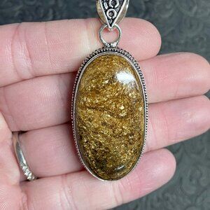 Natural Flashy Bronzite Pendant Crystal Stone Jewelry